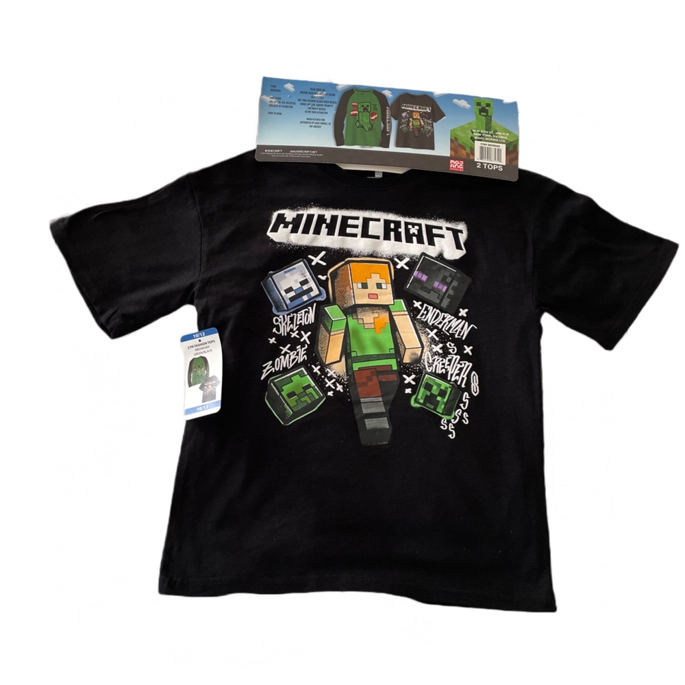 Minecraft Boys Set 2 Piece TShirt Size: 10/12 Color:Black/Green (NWT)